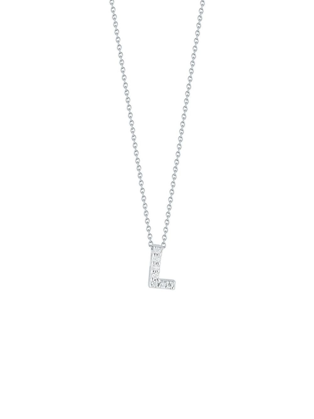 Roberto Coin Love Letter Diamond “L” Necklace 18K White Gold